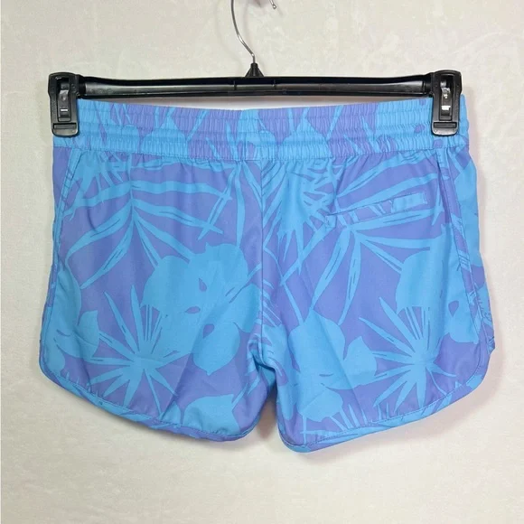 Raya Sun Blue Floral Swim Cover Up Shorts Size M Drawstring & Elastic Waistband - Picture 8 of 8